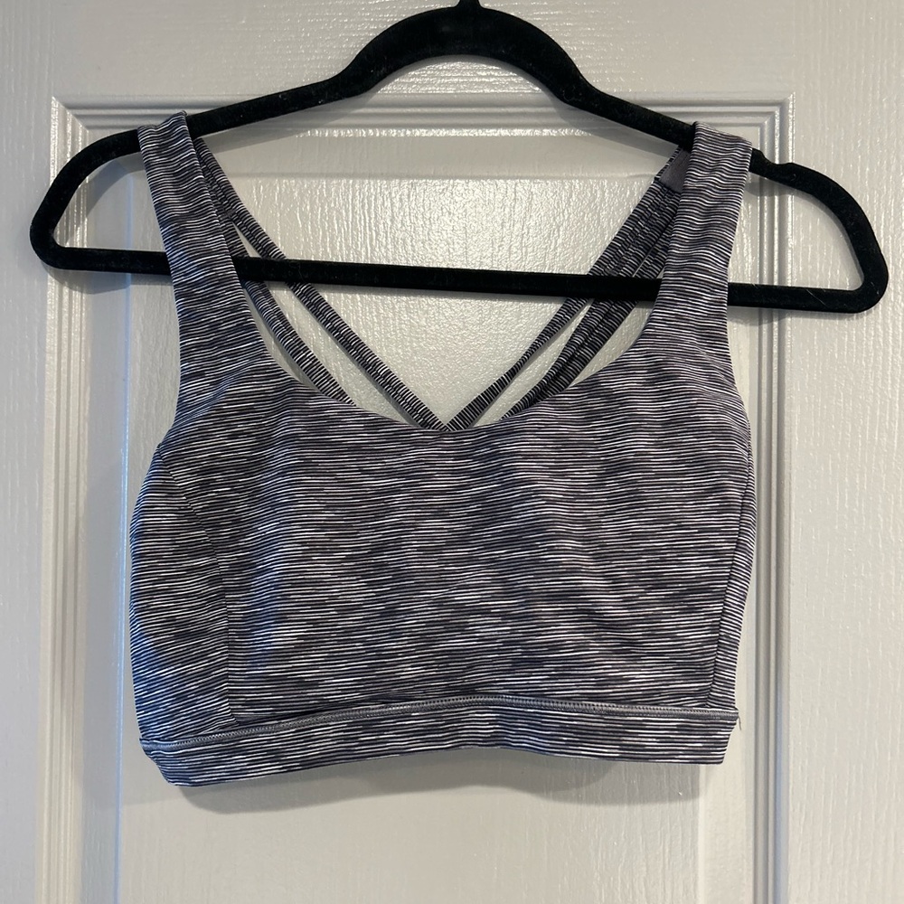 Lululemon Athletica Black and White Striped Sports Bra